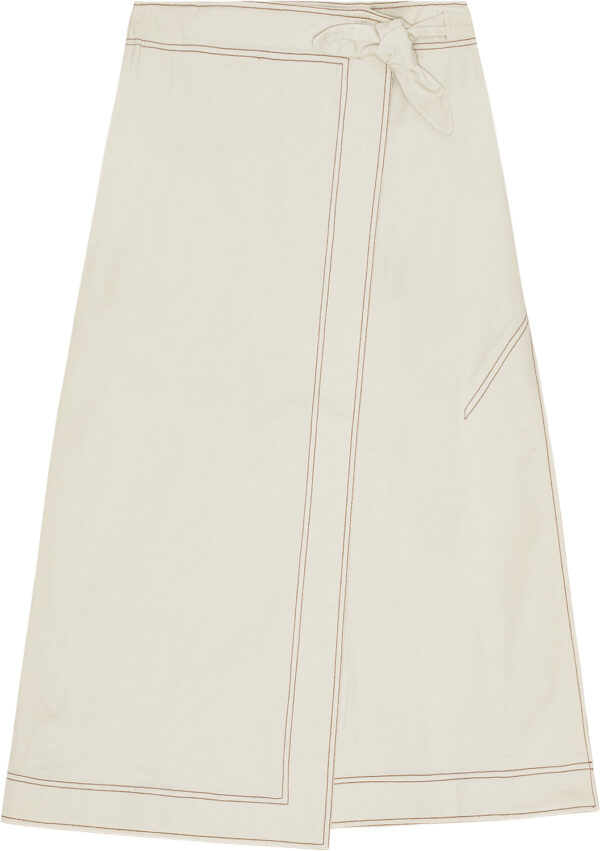 Herringbone Canvas Long Wrap Skirt