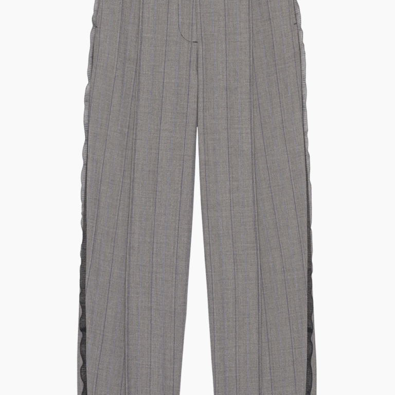 Herringbone Suiting Relaxed Pleated Pants F8214 - Frost Grey - GANNI - Grå M