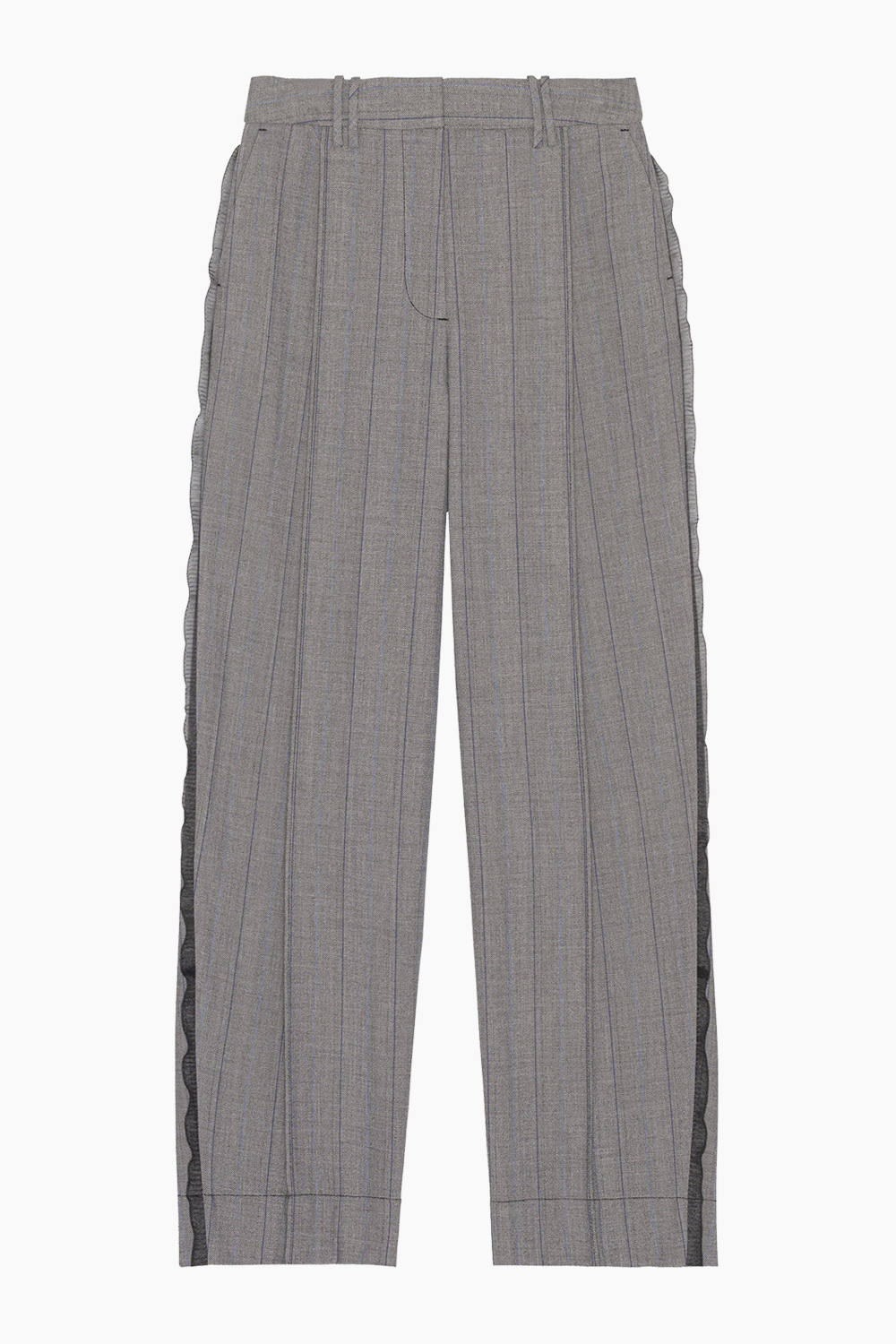 Herringbone Suiting Relaxed Pleated Pants F8214 - Frost Grey - GANNI - Grå M
