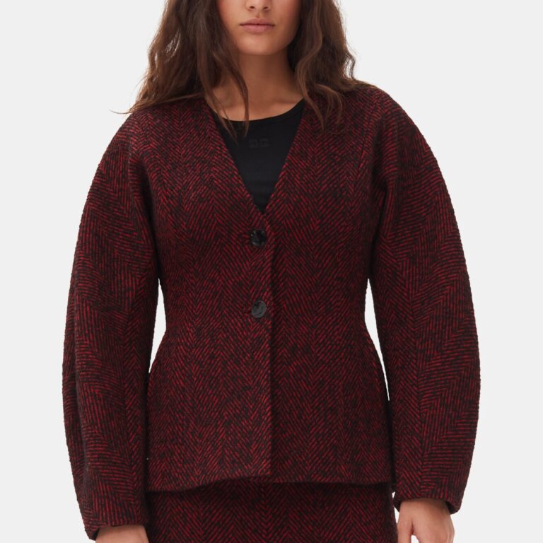 Herringbone Wool Curve Sleeve Blaze