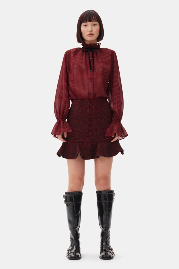 Herringbone Wool Mini Skirt