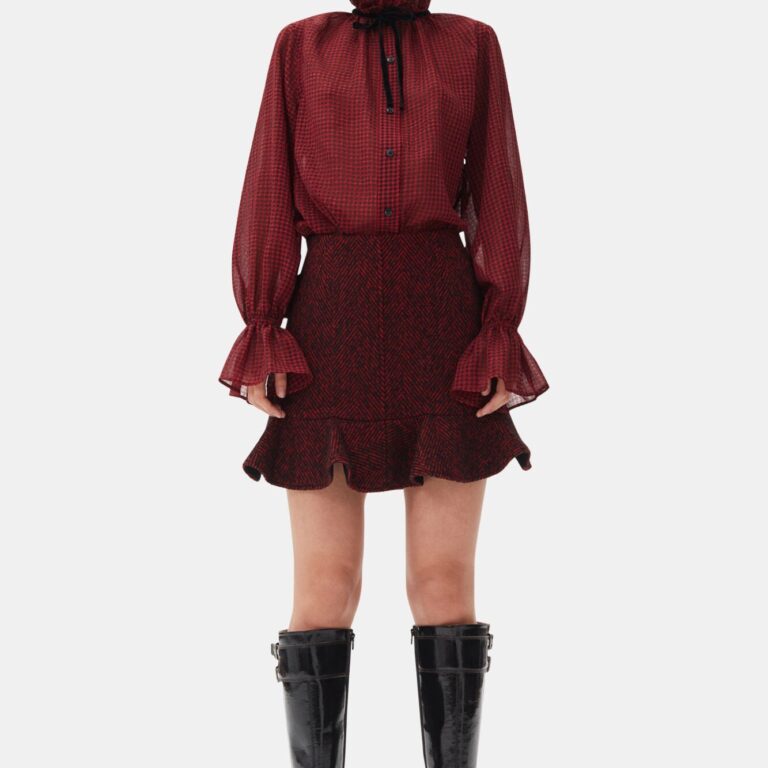 Herringbone Wool Mini Skirt