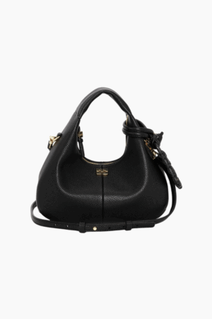 Hobo Mini Grained A6976 - Black - GANNI - Sort One Size