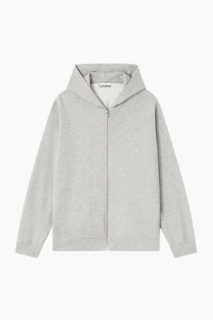 Isoli Teddy Oversized Zip Hoodie T4399 - Paloma Melange - GANNI - Grå XXS/XS