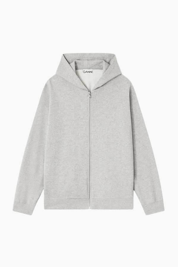 Isoli Teddy Oversized Zip Hoodie T4399 - Paloma Melange - GANNI - Grå XXS/XS