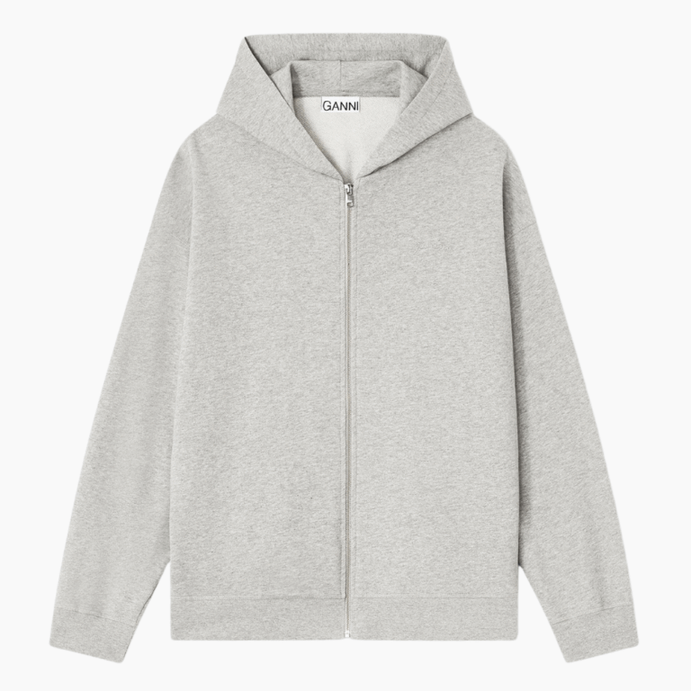 Isoli Teddy Oversized Zip Hoodie T4399 - Paloma Melange - GANNI - Grå XXS/XS