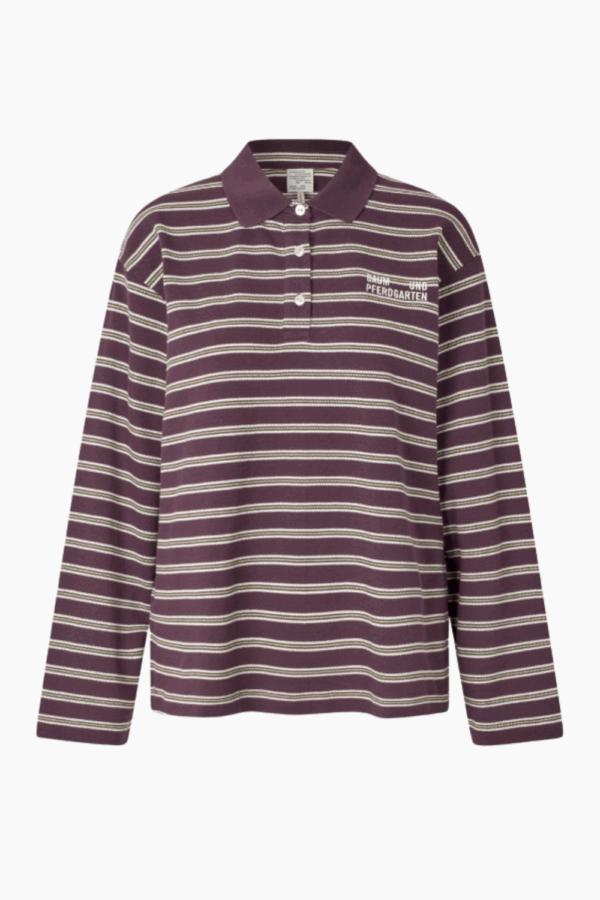 Jeanne Top - Plum Polo Stripe - Baum und Pferdgarten - Stribet XS