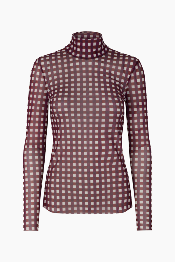 Jodi Mesh Top - Maroon Check - Baum und Pferdgarten - Mønstret XS