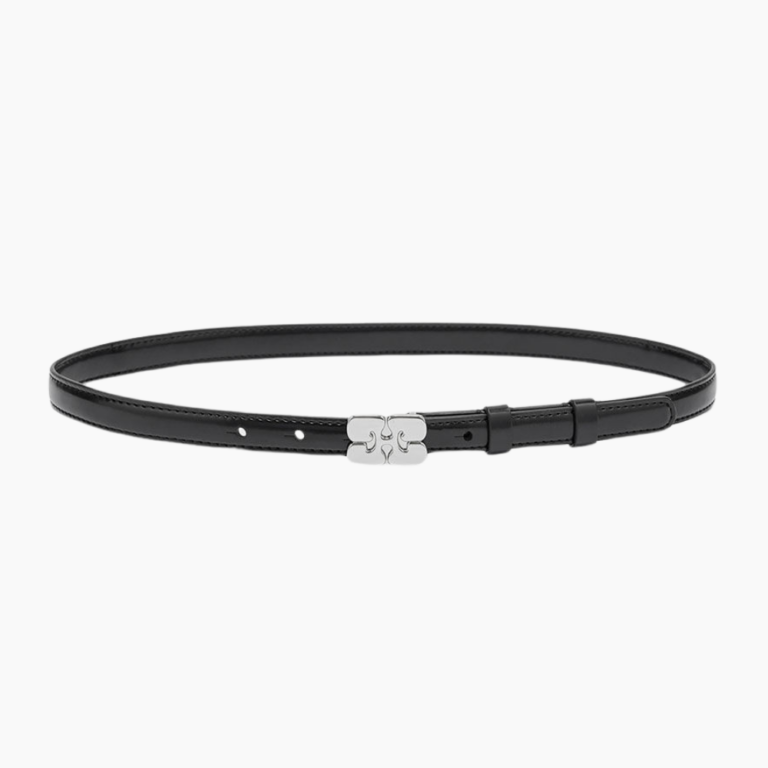 Ganni Kat Belt Small Patent A7112 Black Leather Belt
