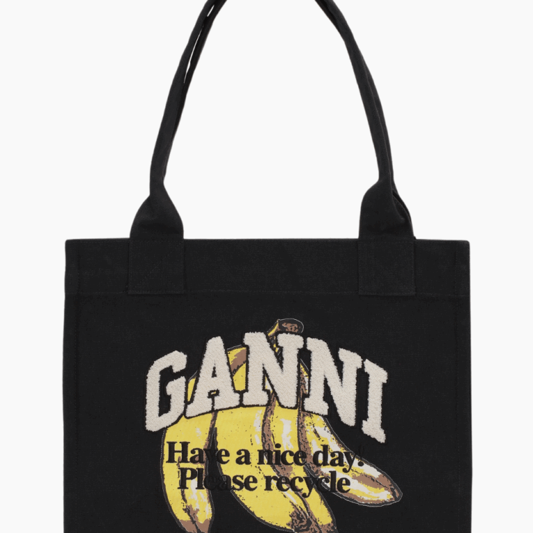 Large Easy Shopper Pocket Banana Print A6897 - Black - GANNI - Sort One Size