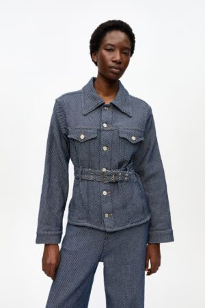 Light Denim Belt Midi Dress