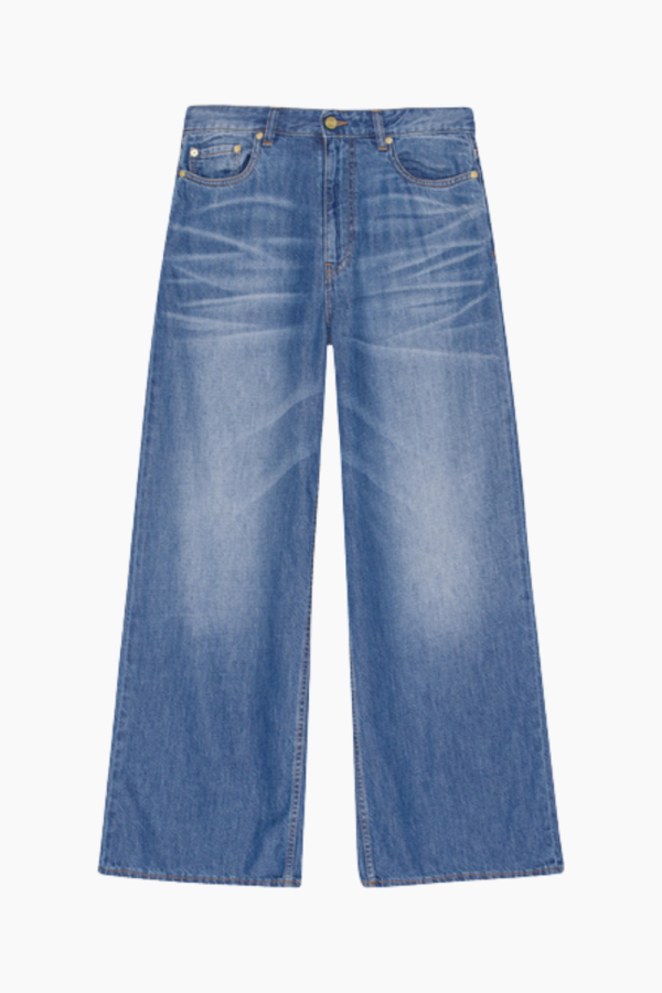 Light Denim Wide Jeans J1487 - Mid Blue Vintage - GANNI - Blå 25