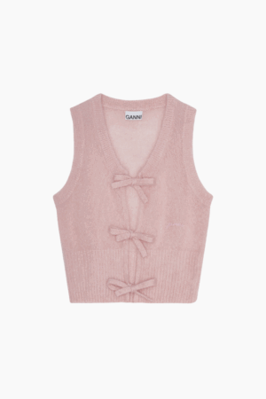 Light Mohair Tie String Vest K2268 - Lilac Sachet - GANNI - Lyserød L