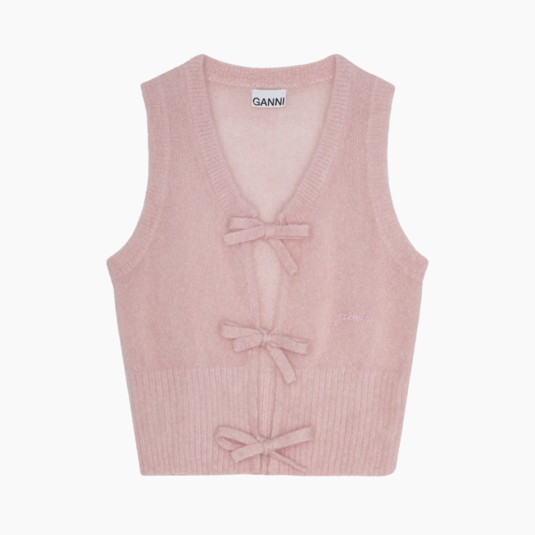 Light Mohair Tie String Vest K2268 - Lilac Sachet - GANNI - Lyserød XS
