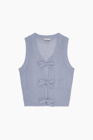 Light Mohair Tie String Vest K2307 - Heather - GANNI - Blå S