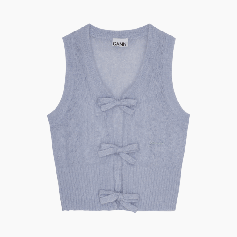 Light Mohair Tie String Vest K2307 - Heather - GANNI - Blå S