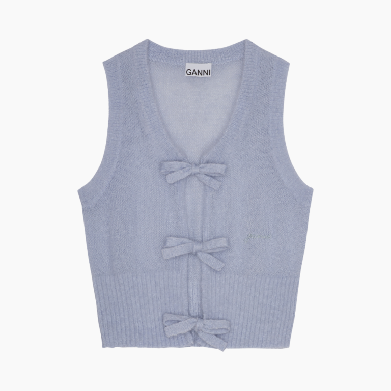 Light Mohair Tie String Vest K2307 - Heather - GANNI - Blå XS