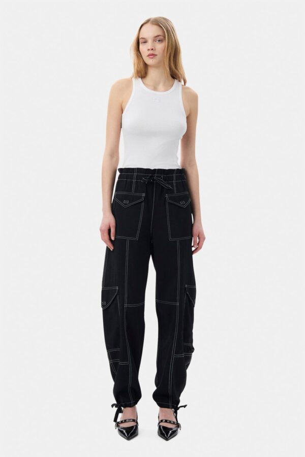 Light Slub High Waist Pocket Pants