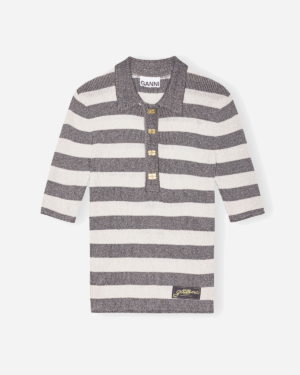 Light Sparkle Rib Polo - Egret