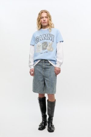 Light Stripe Denim Shorts