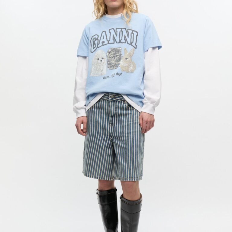 Light Stripe Denim Shorts