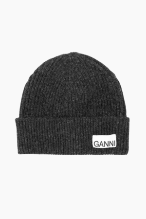 Light Structured Rib Knit Beanie A5118 - Phantom - GANNI - Grå One Size