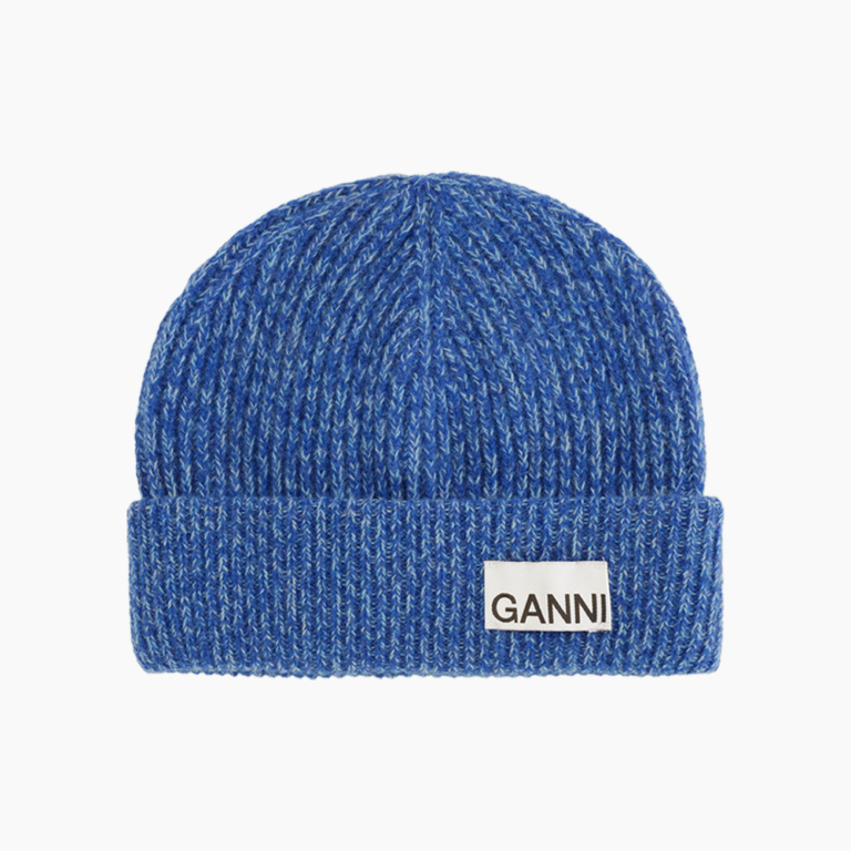 Light Structured Rib Knit Beanie A5353 - Nautical Blue - GANNI - Blå One Size