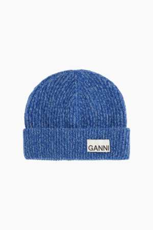 Light Structured Rib Knit Beanie A5353 - Nautical Blue - GANNI - Blå One Size