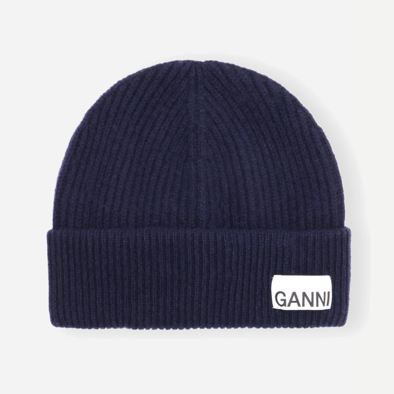 Light Structured Rib Knit Beanie - Peacoat