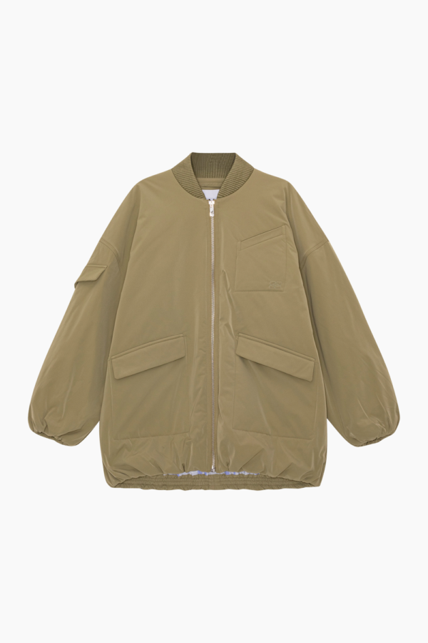 Light Twill Oversized Bomber Jacket F8648 - Aloe - GANNI - Grøn XXS/XS