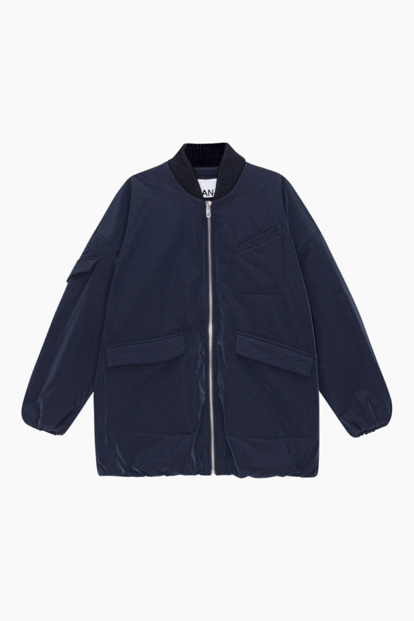 Light Twill Oversized Bomber Jacket F8804 - Sky Captain - GANNI - Navy XXS/XS