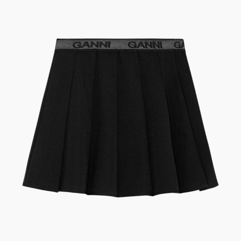 Light Twill Pleated Mini Skirt F9710 - Black - GANNI - Sort L
