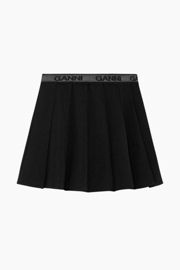 Light Twill Pleated Mini Skirt F9710 - Black - GANNI - Sort XS