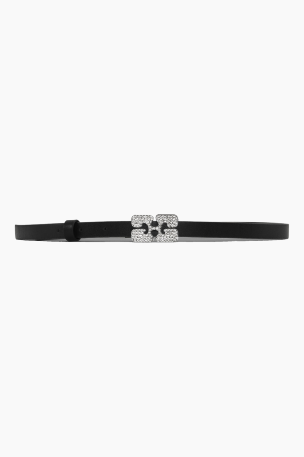 Logo Rhinestones Belt A4937 - Black - GANNI - Sort XS/S