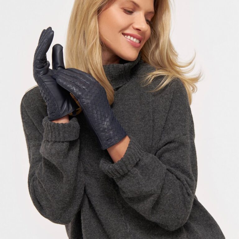 MJM Glove Liva W Leather Braided Midnight Blue