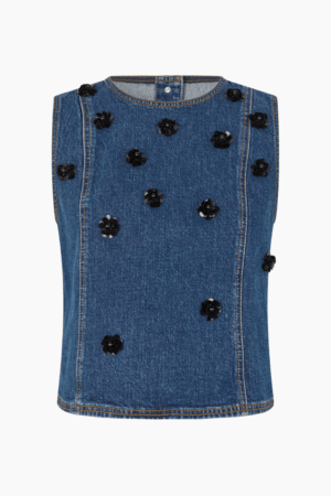Madine Blouse - Denim Sequince Flower - Baum und Pferdgarten - Blå XS