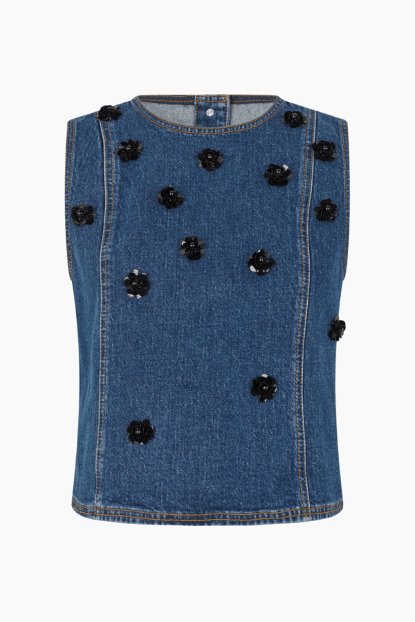 Madine Blouse - Denim Sequince Flower - Baum und Pferdgarten - Blå XS