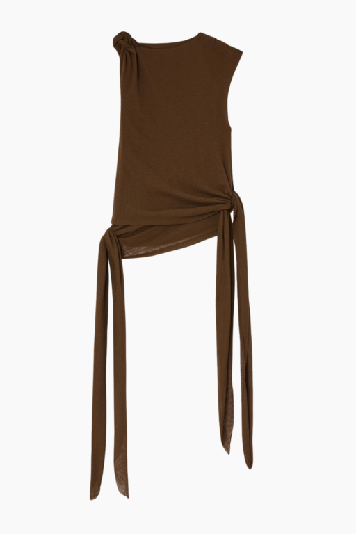 Marl Mesh Tie Knot Tank Top A1040289 - Demitasse ZWK - GANNI