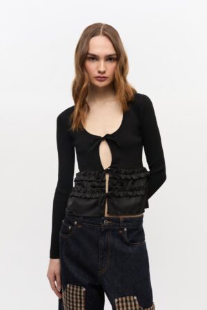 Melange Rib Knit Cardigan