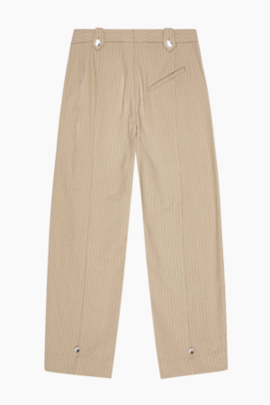 Melange Stripe Suiting Pants W0164 - Caribou - GANNI - Beige XS