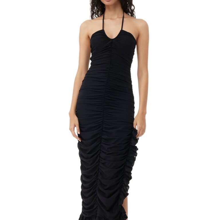 Mesh Halterneck Gather Dress