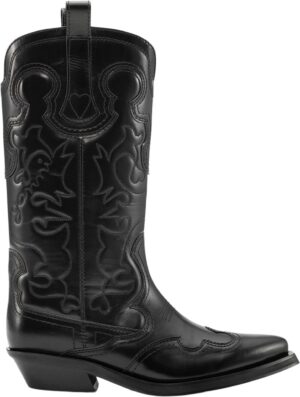 Mid Shaft Embroidered Western Boot