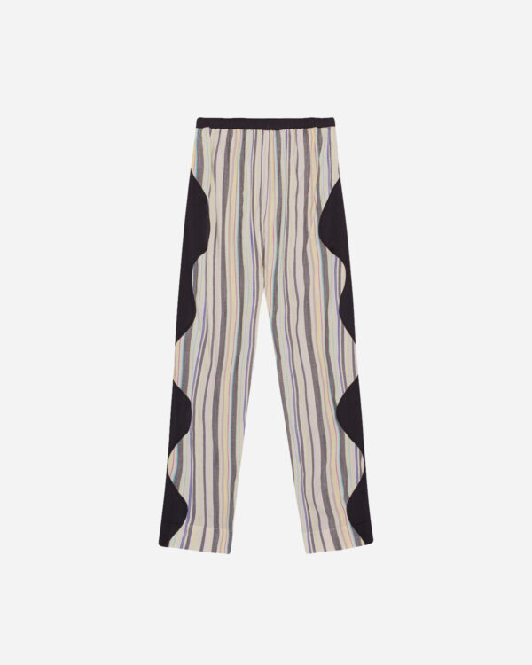 Mix Slub Stripe Elasticated Pants - Lily Green