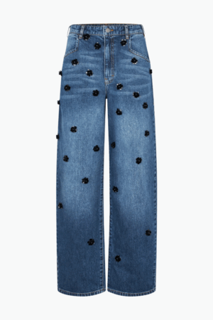 Narane Jeans - Denim Sequince Flower - Baum und Pferdgarten - Blå XS