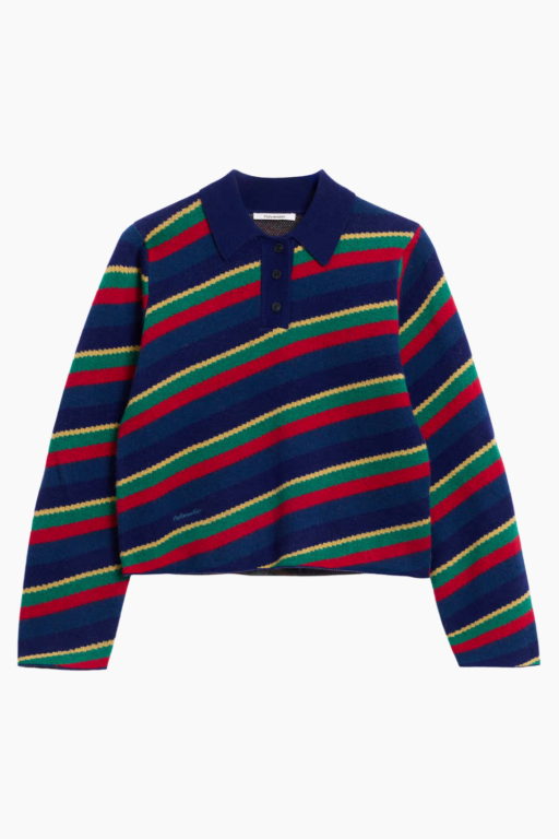 Nova Jacquard Polo Sweater - Red Mix - Holzweiler