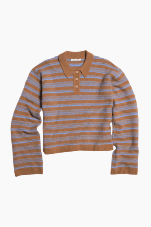 Olivia Wool Polo - Brown Stripe - Holzweiler - Stribet XS