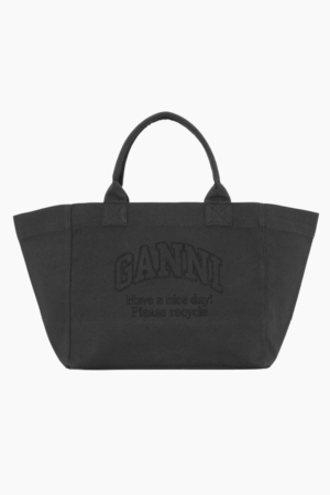 Oversized Canvas Tote Bag A6068 - Phantom - GANNI - Sort One Size