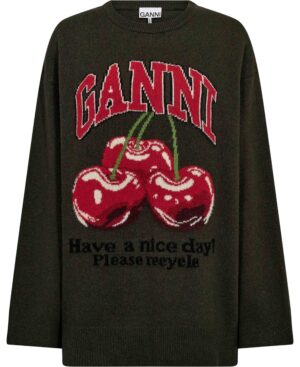 Oversized Graphic Wool Mix Sweater