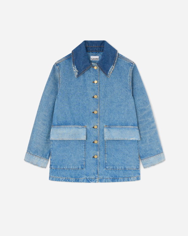 Patchwork Denim Midi Jacket