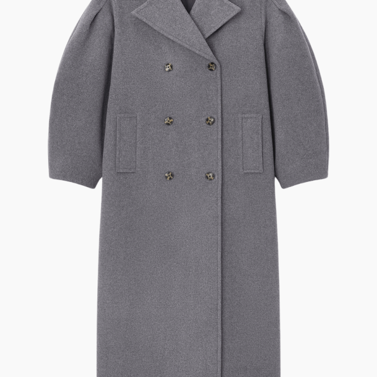 Peacoat Wool Long Coat W0929 - Pewter - GANNI - Grå L